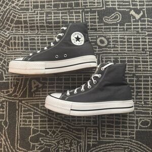 High top platform converse, size 9.5 (women’s) in dark evergreen (custom color)